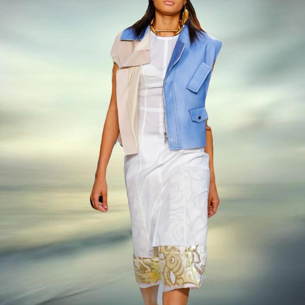 Marni Spring 2019 Leather, Suede, Silk, Brocade Vest.